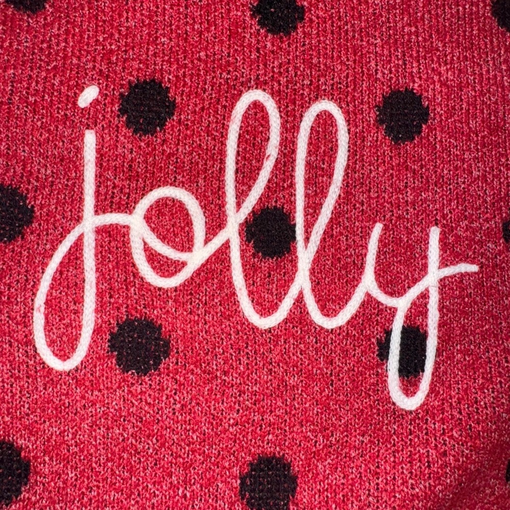 Adrienne Vittadini Womens 2X‎ Red Black Polka Dot Jolly Christmas Sweater - Picture 5 of 9
